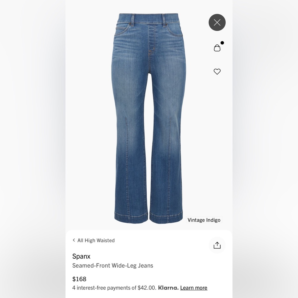 New Spanx seamed front wide leg jean